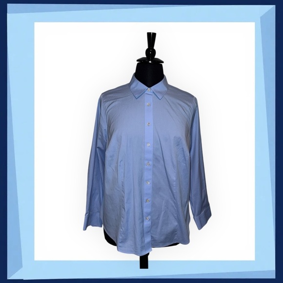 NWT TALBOTS Women’s PERFECT SHIRT - SOLID BLUE Plus 16W - Picture 1 of 14